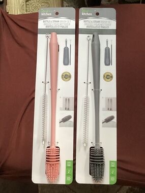 Ideal Kitchen Bottle & Straw Brush Set Bundle New